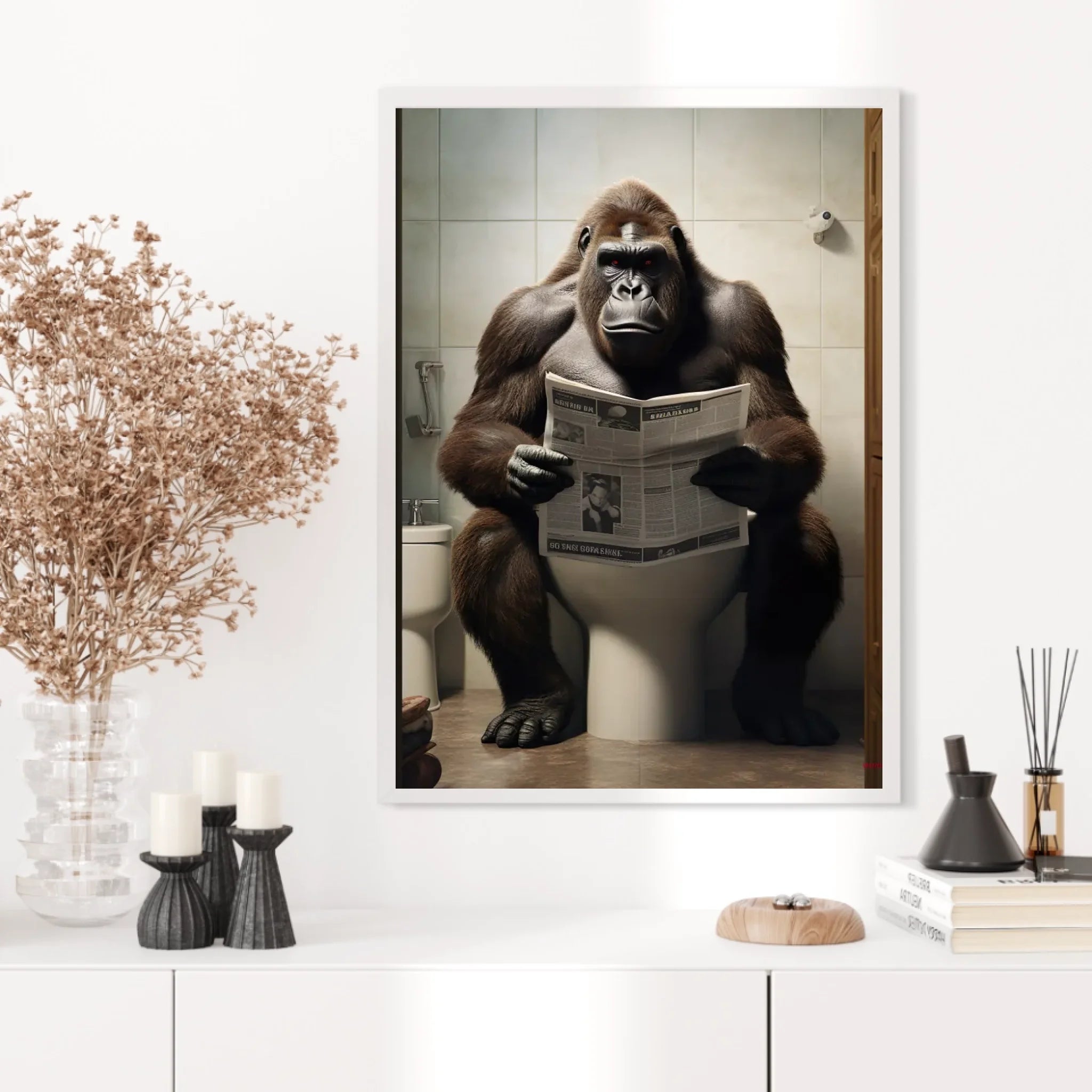 Tableau Singe Gorille Toilette